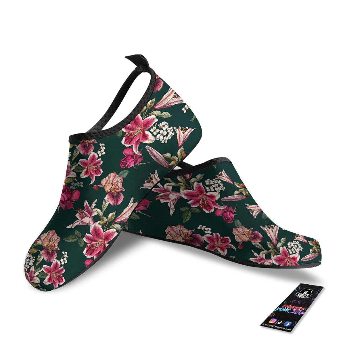 Lily Tropical Watercolor Print Pattern Water Shoes-grizzshop