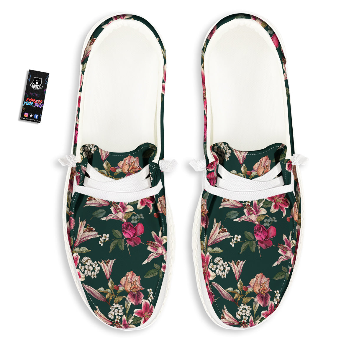 Lily Tropical Watercolor Print Pattern White Loafers-grizzshop