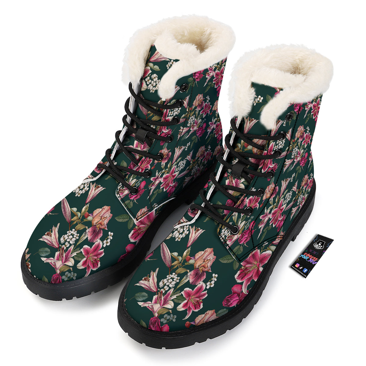 Lily Tropical Watercolor Print Pattern Winter Boots-grizzshop