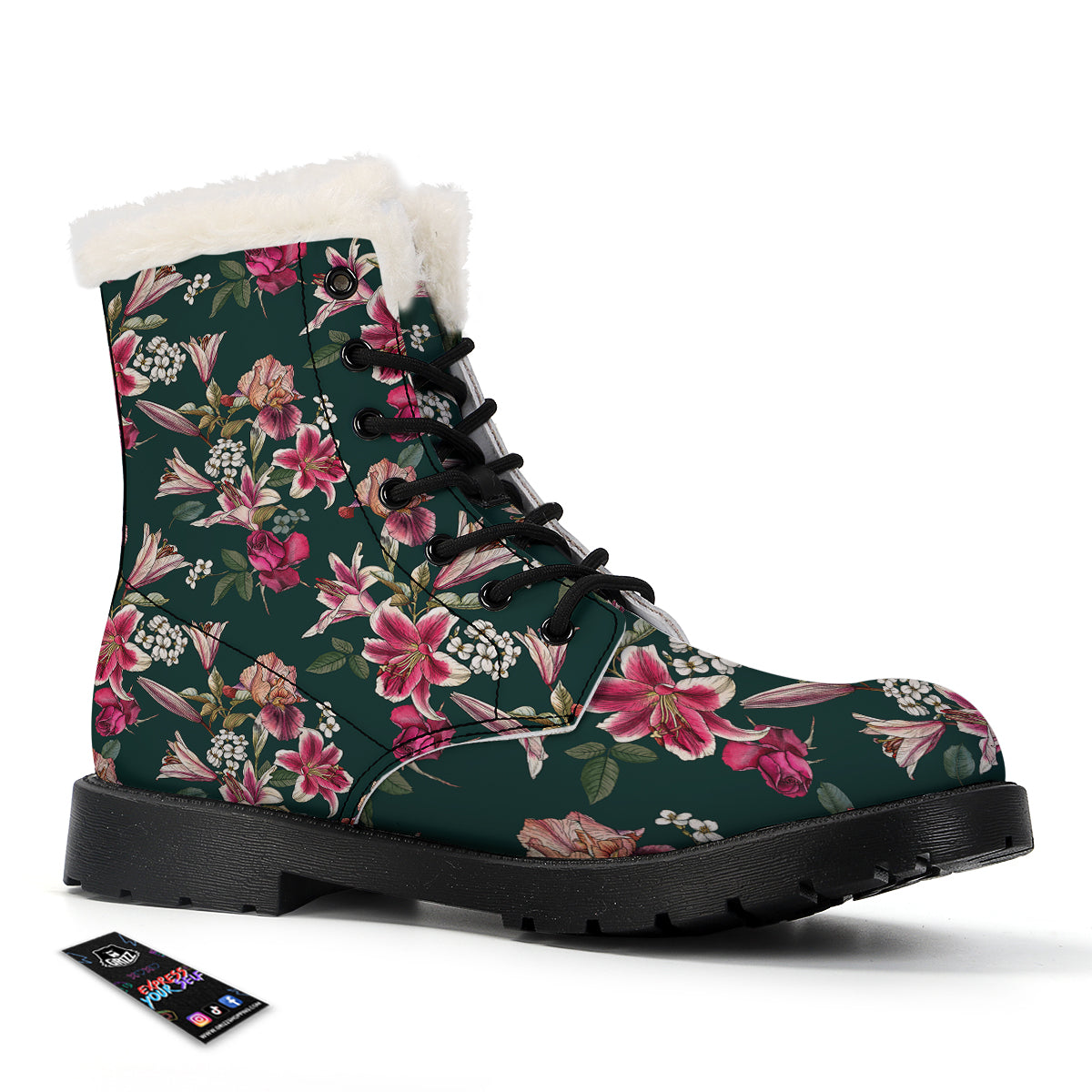Lily Tropical Watercolor Print Pattern Winter Boots-grizzshop