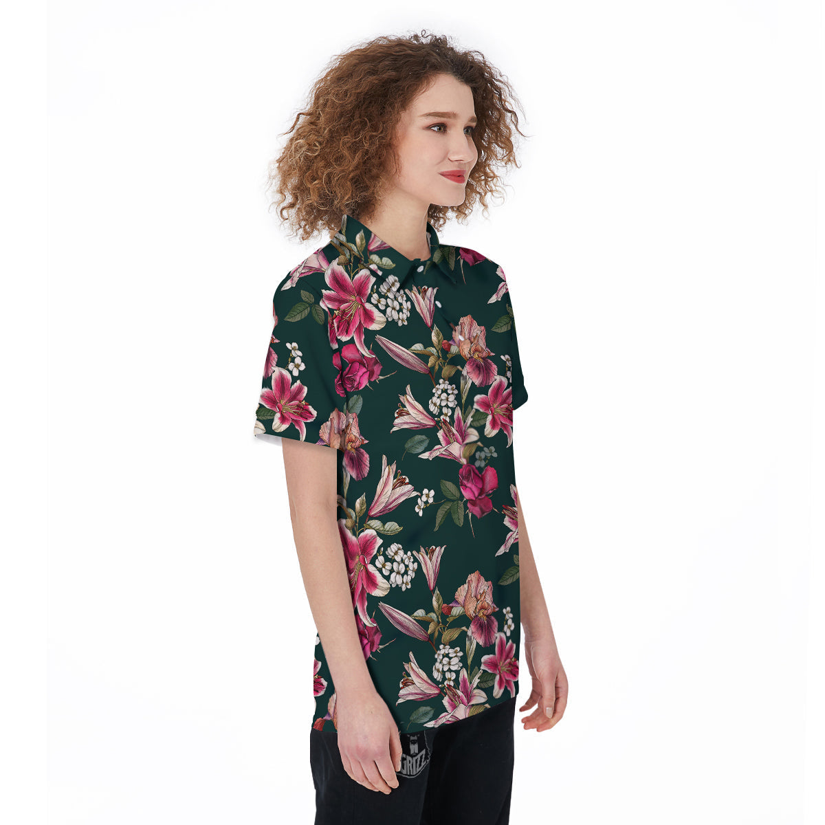 Lily Tropical Watercolor Print Pattern Women's Golf Shirts-grizzshop