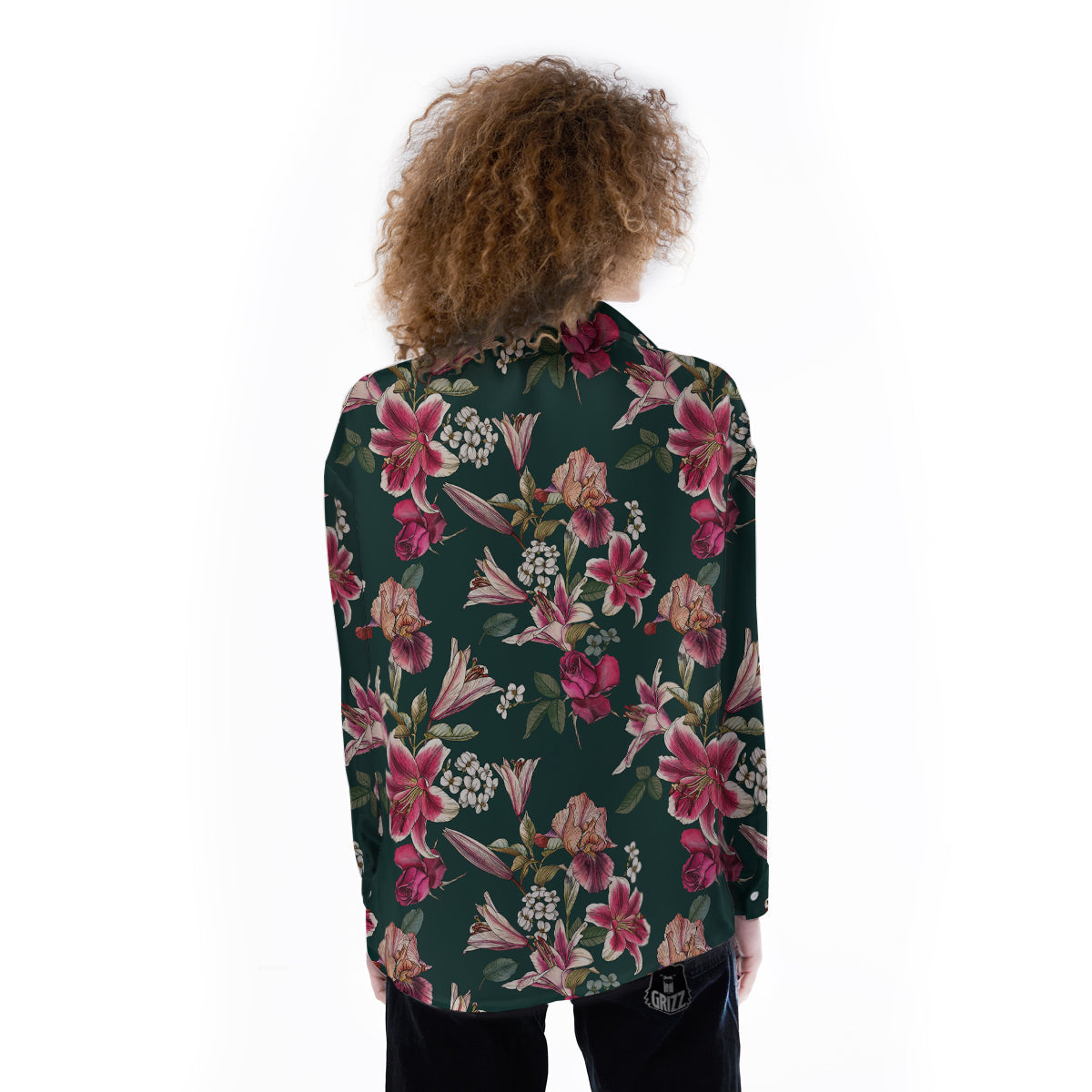 Lily Tropical Watercolor Print Pattern Women's Long Sleeve Shirts-grizzshop