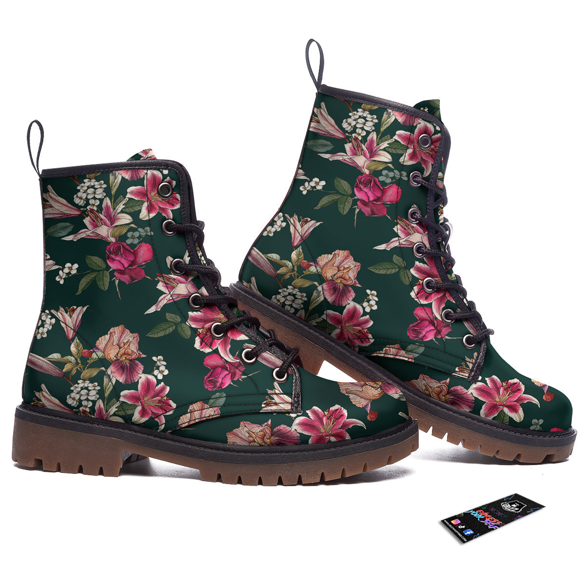 Lily Tropical Watercolor Print Pattern Work Boots-grizzshop