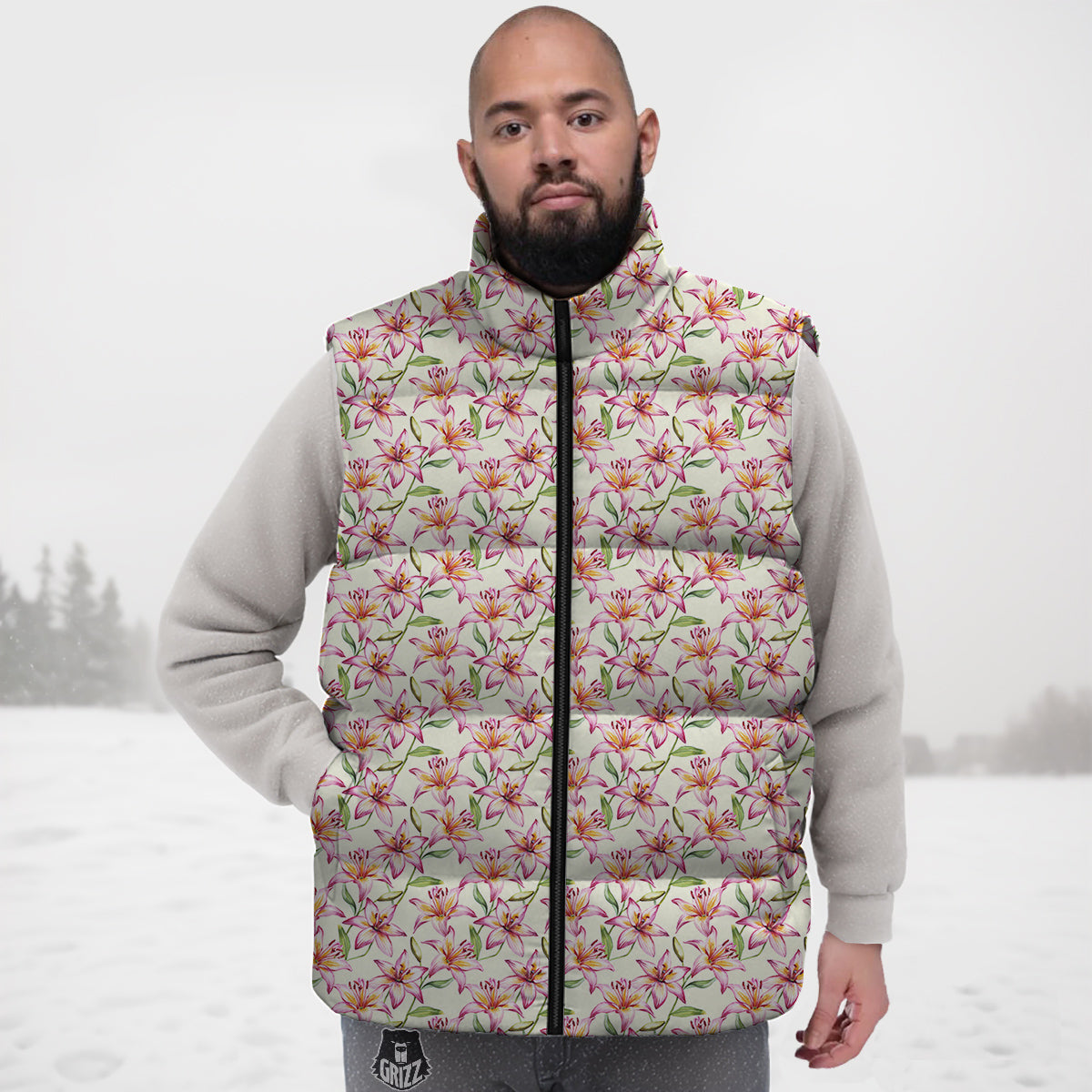 Lily Water Cute Print Pattern Down Vest