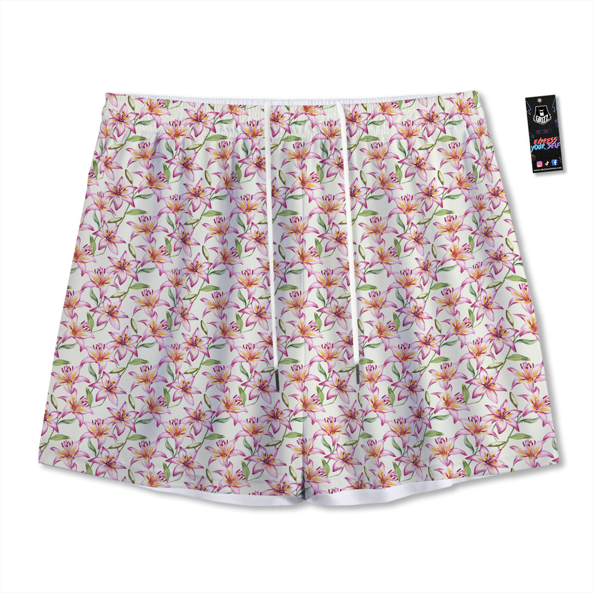 Lily Water Cute Print Pattern Mesh Shorts