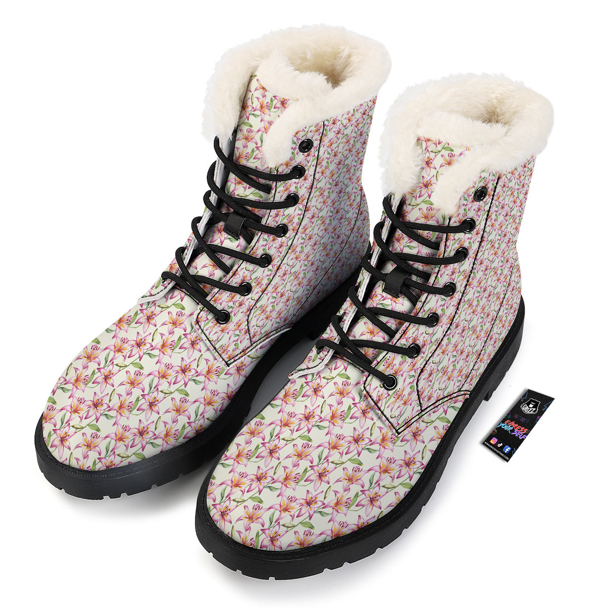 Lily Water Cute Print Pattern Winter Boots-grizzshop