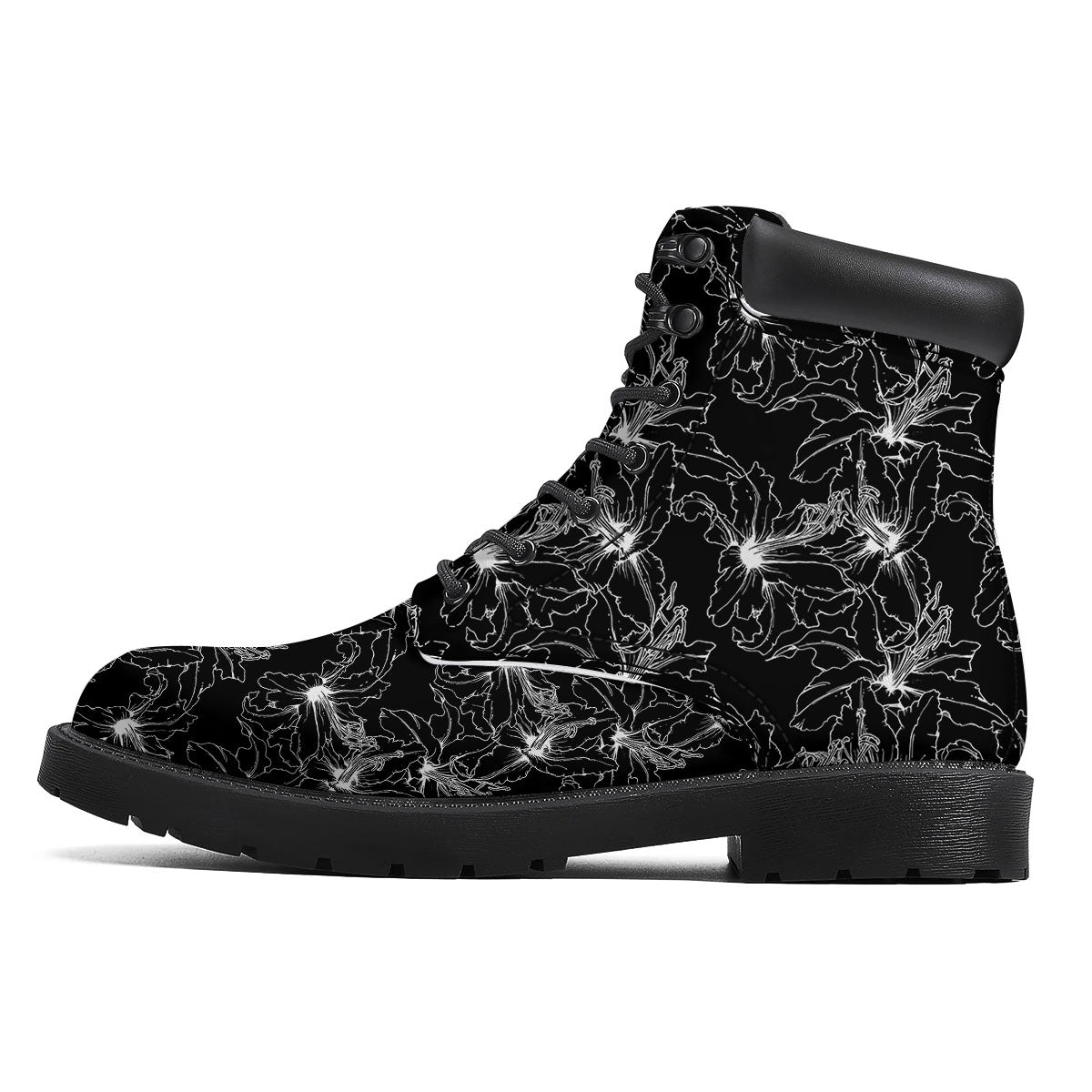 Lily White And Black Print Pattern Boots-grizzshop