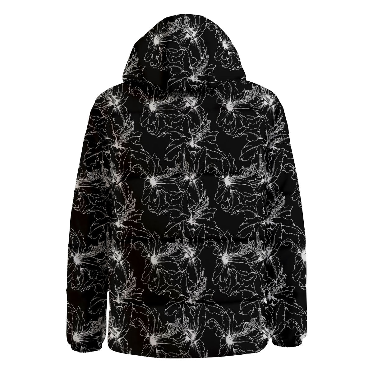 Lily White And Black Print Pattern Down Jacket-grizzshop