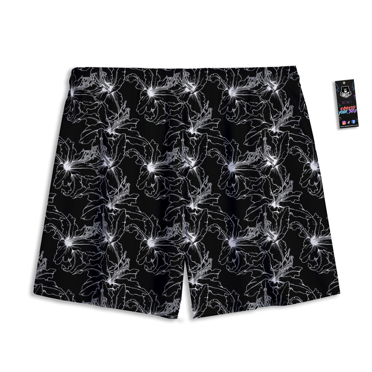 Lily White And Black Print Pattern Mesh Shorts