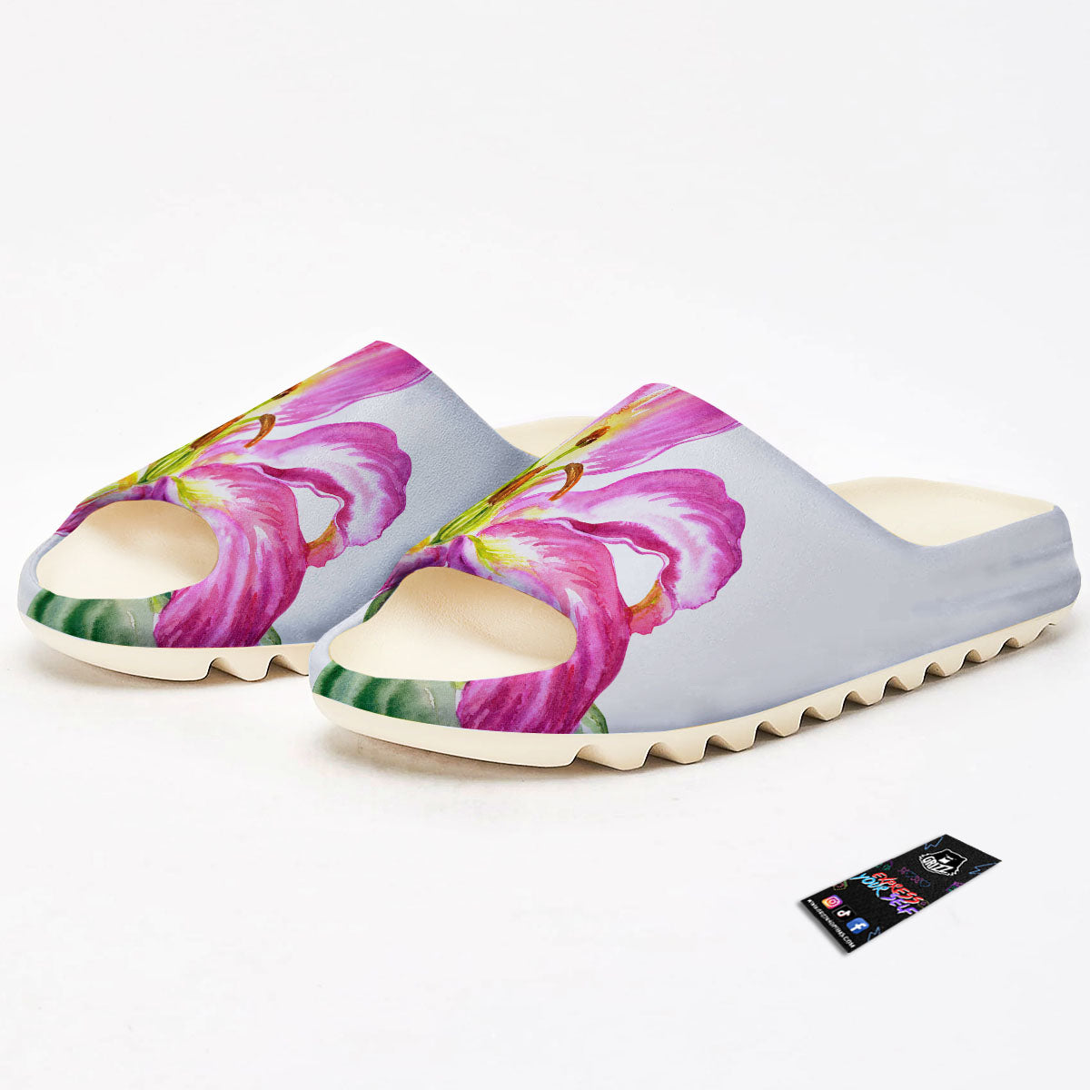 Lily Pink Watercolor Print Sandals-grizzshop