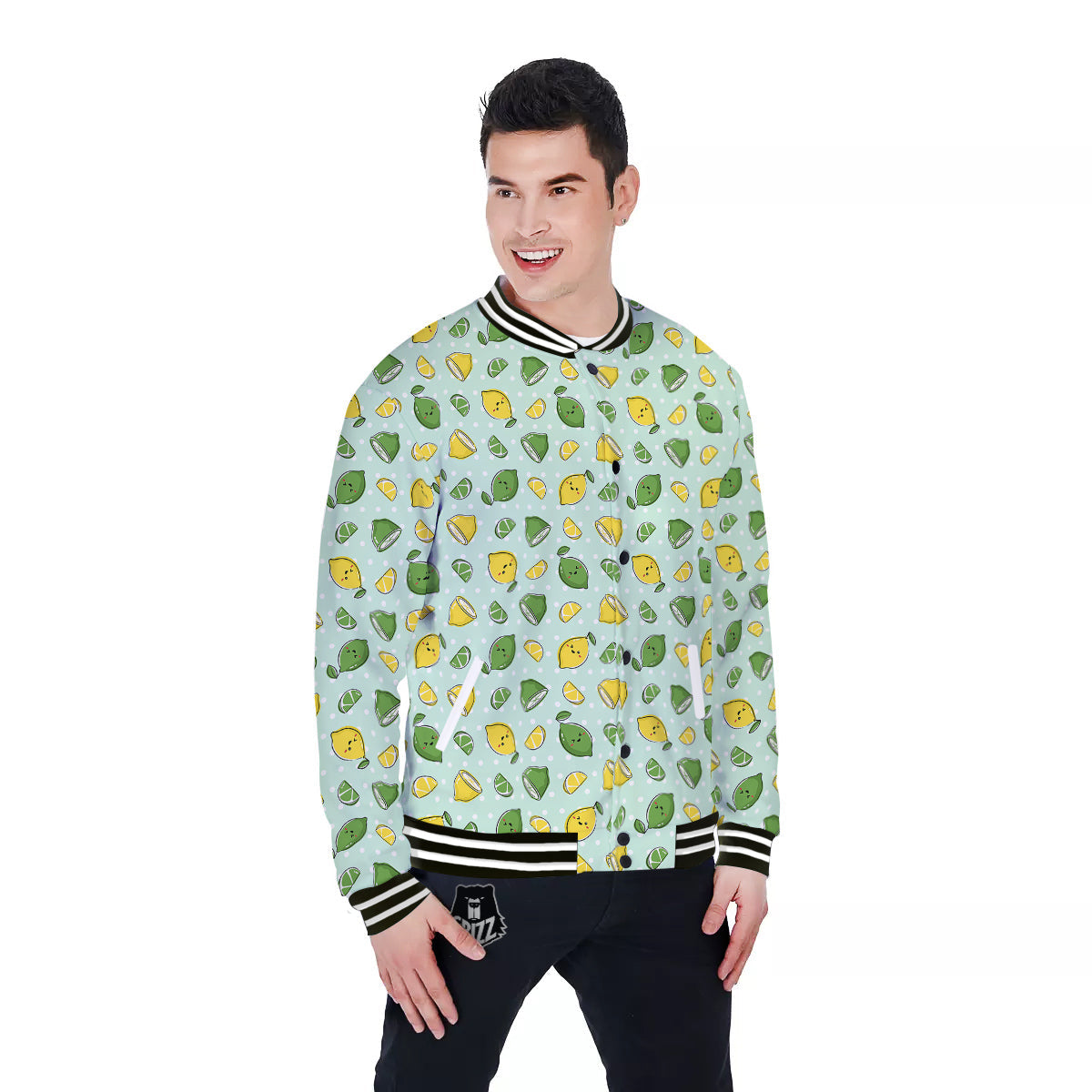 Lime Cute Print Pattern Baseball Jacket-grizzshop