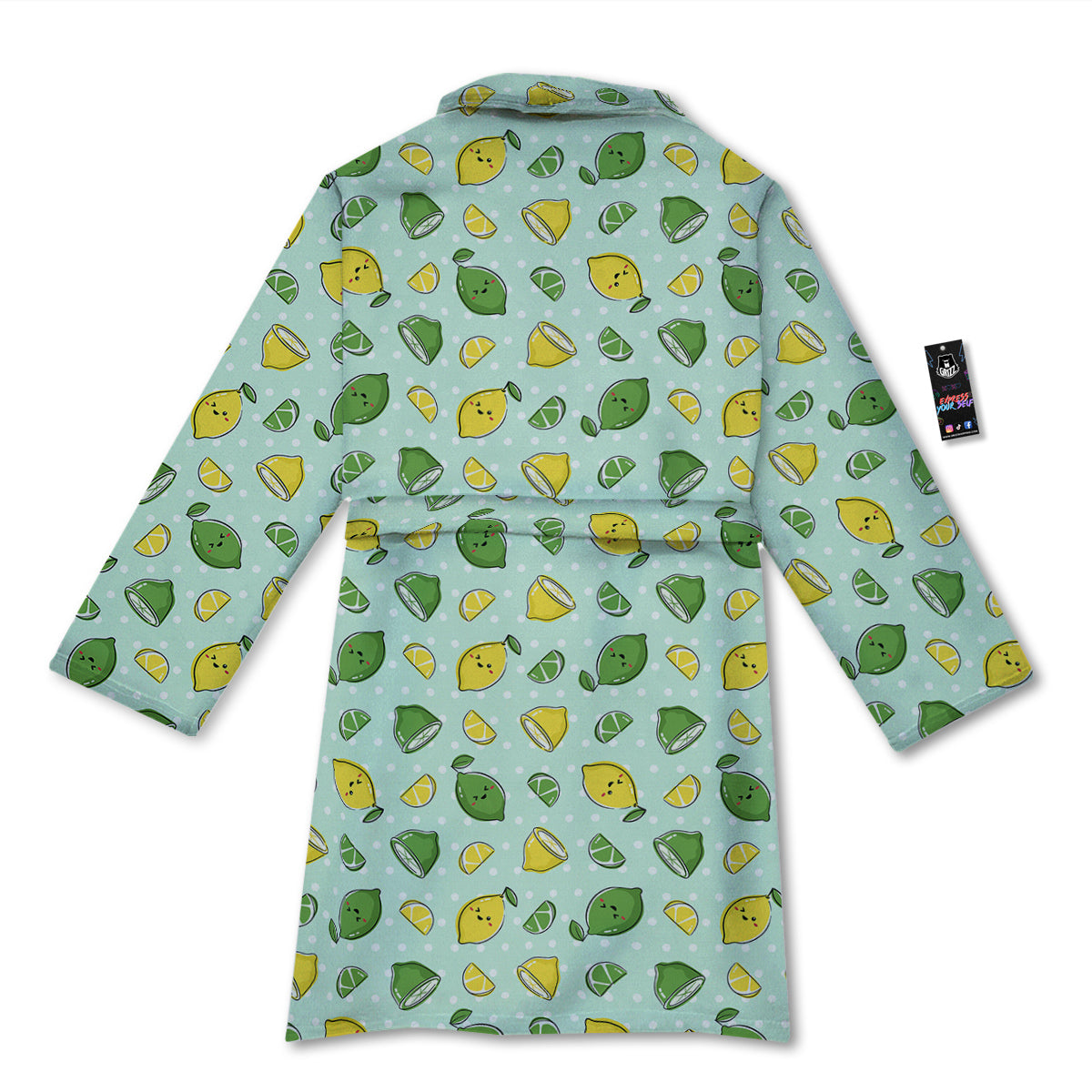 Lime Cute Print Pattern Bathrobe-grizzshop