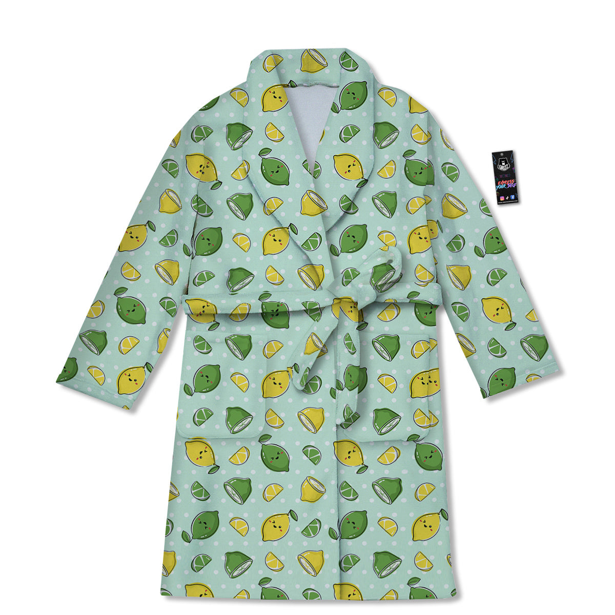 Lime Cute Print Pattern Bathrobe-grizzshop