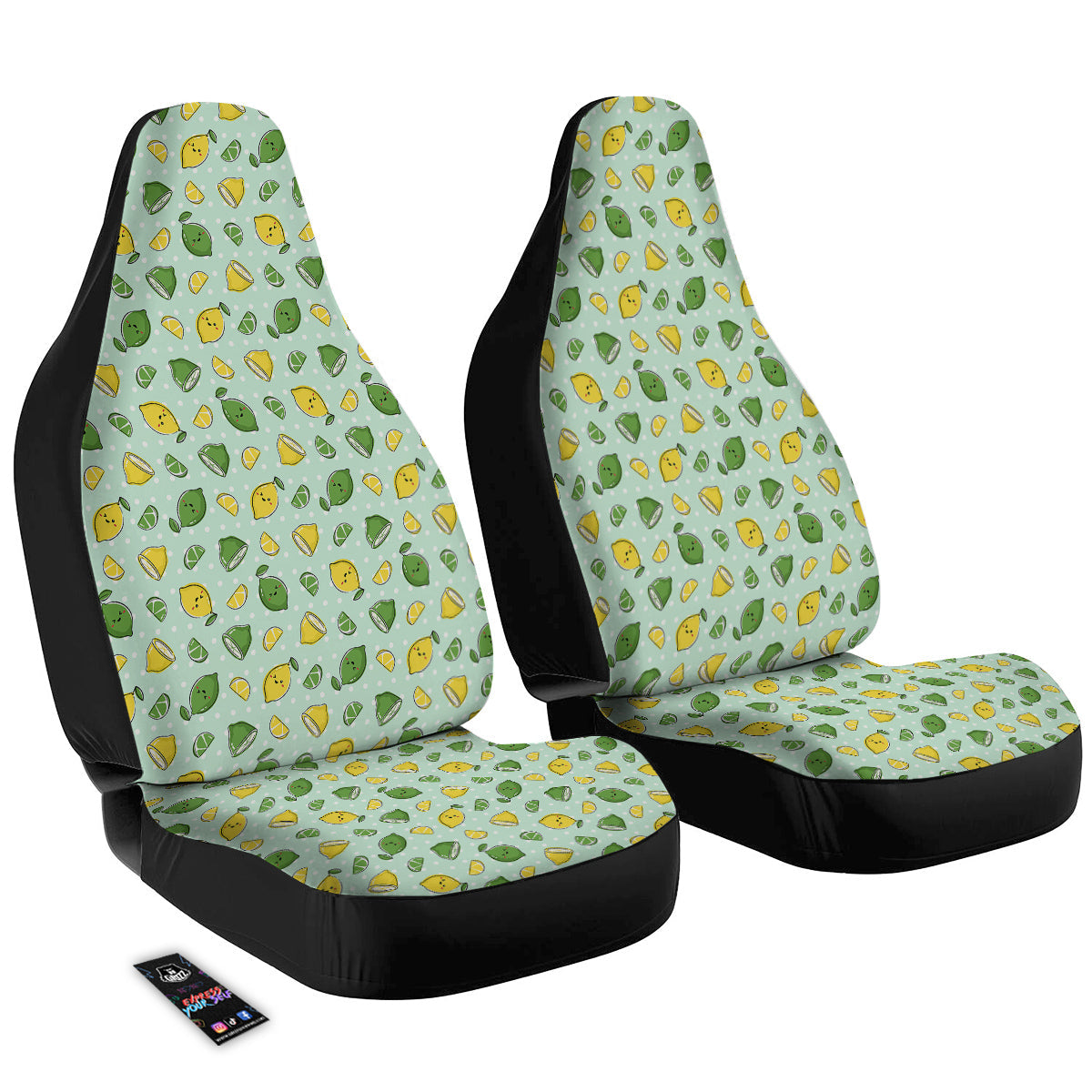 Lime Cute Print Pattern Car Seat Covers-grizzshop