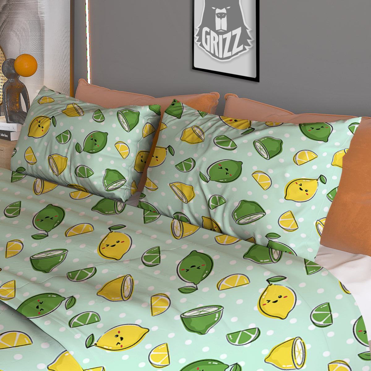 Lime Cute Print Pattern Duvet Cover Bedding Set-grizzshop