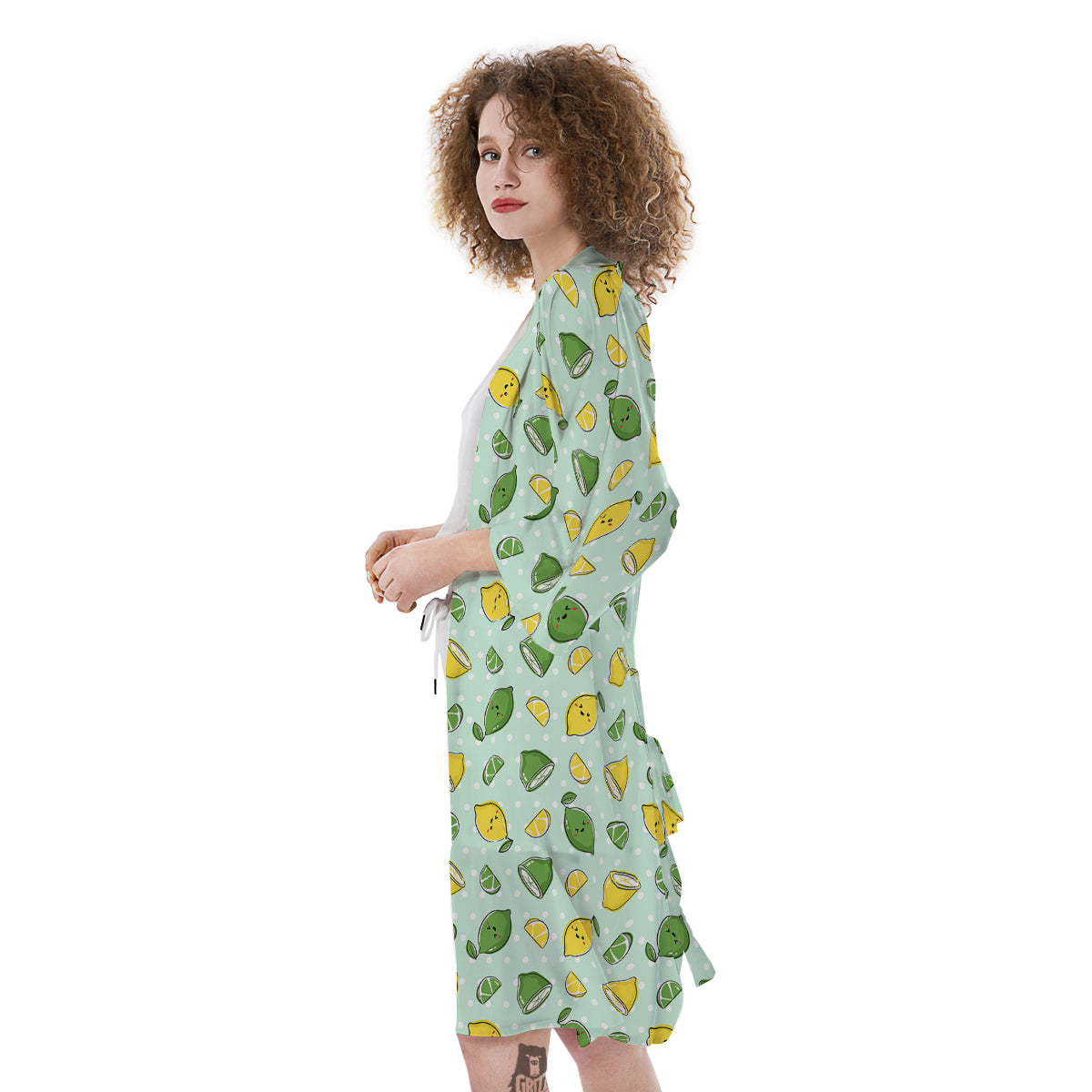 Lime Cute Print Pattern Kimono-grizzshop