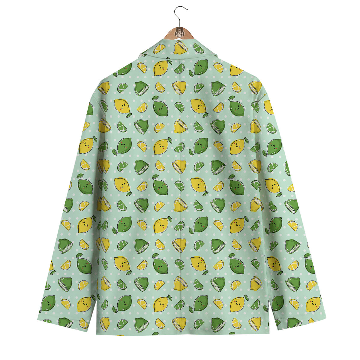 Lime Cute Print Pattern Men's Blazer-grizzshop