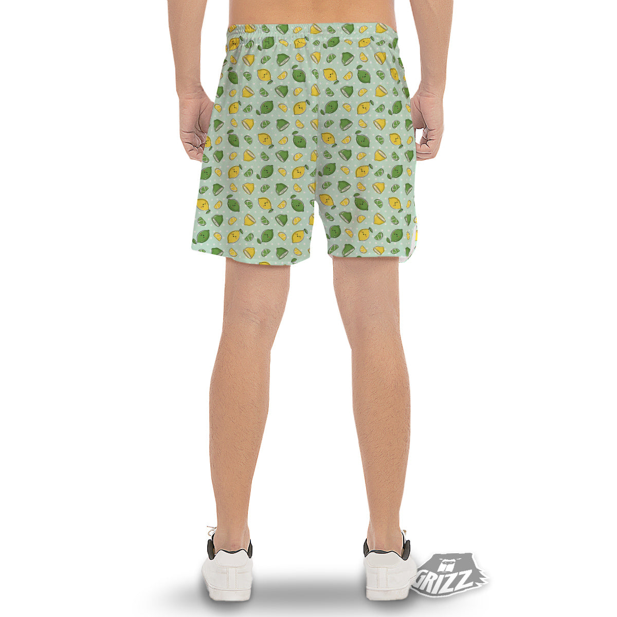 Lime Cute Print Pattern Men's Gym Shorts-grizzshop