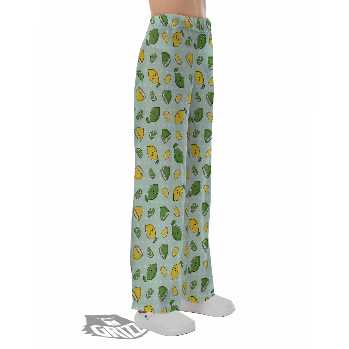 Lime Cute Print Pattern Pajama Pants-grizzshop