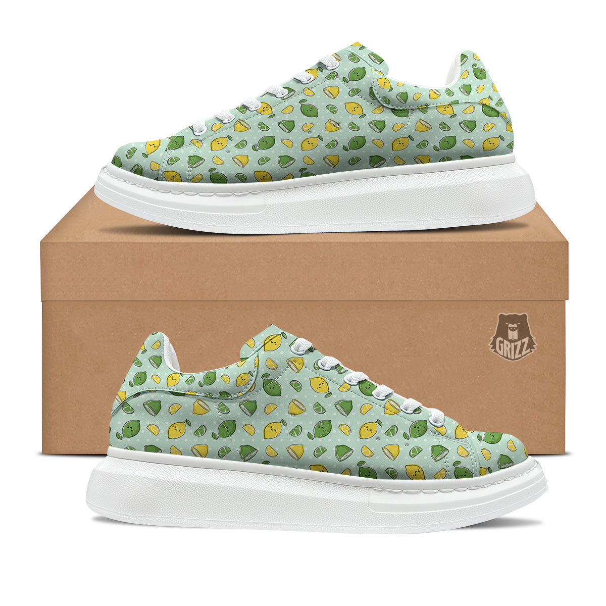 Lime Cute Print Pattern Platform Shoes-grizzshop