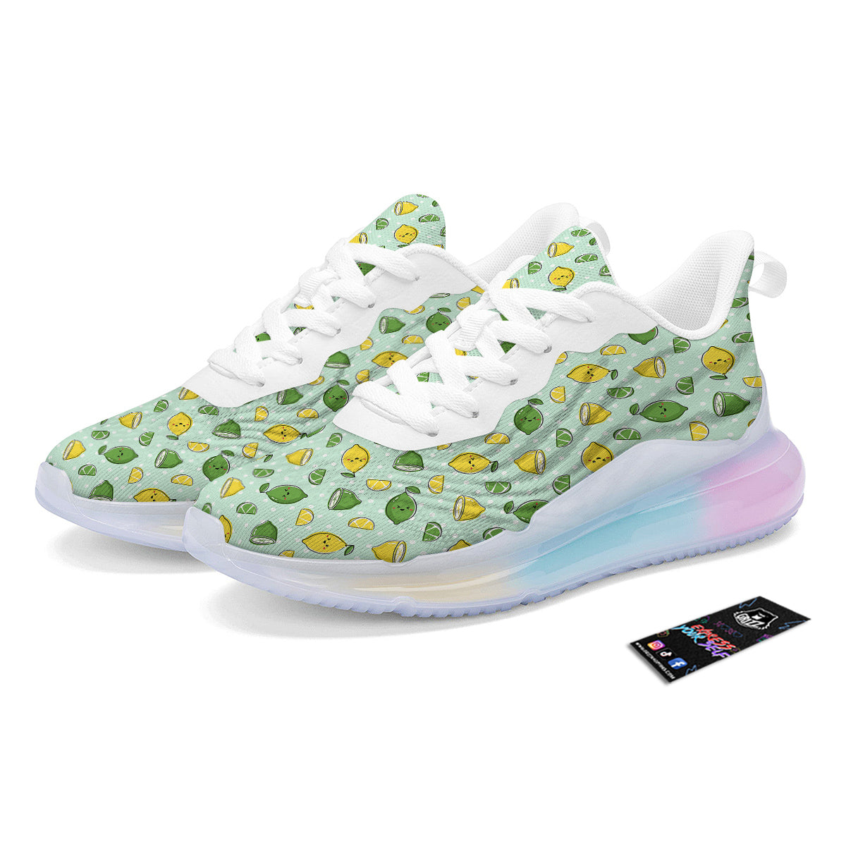 Lime Cute Print Pattern Running Sneakers-grizzshop