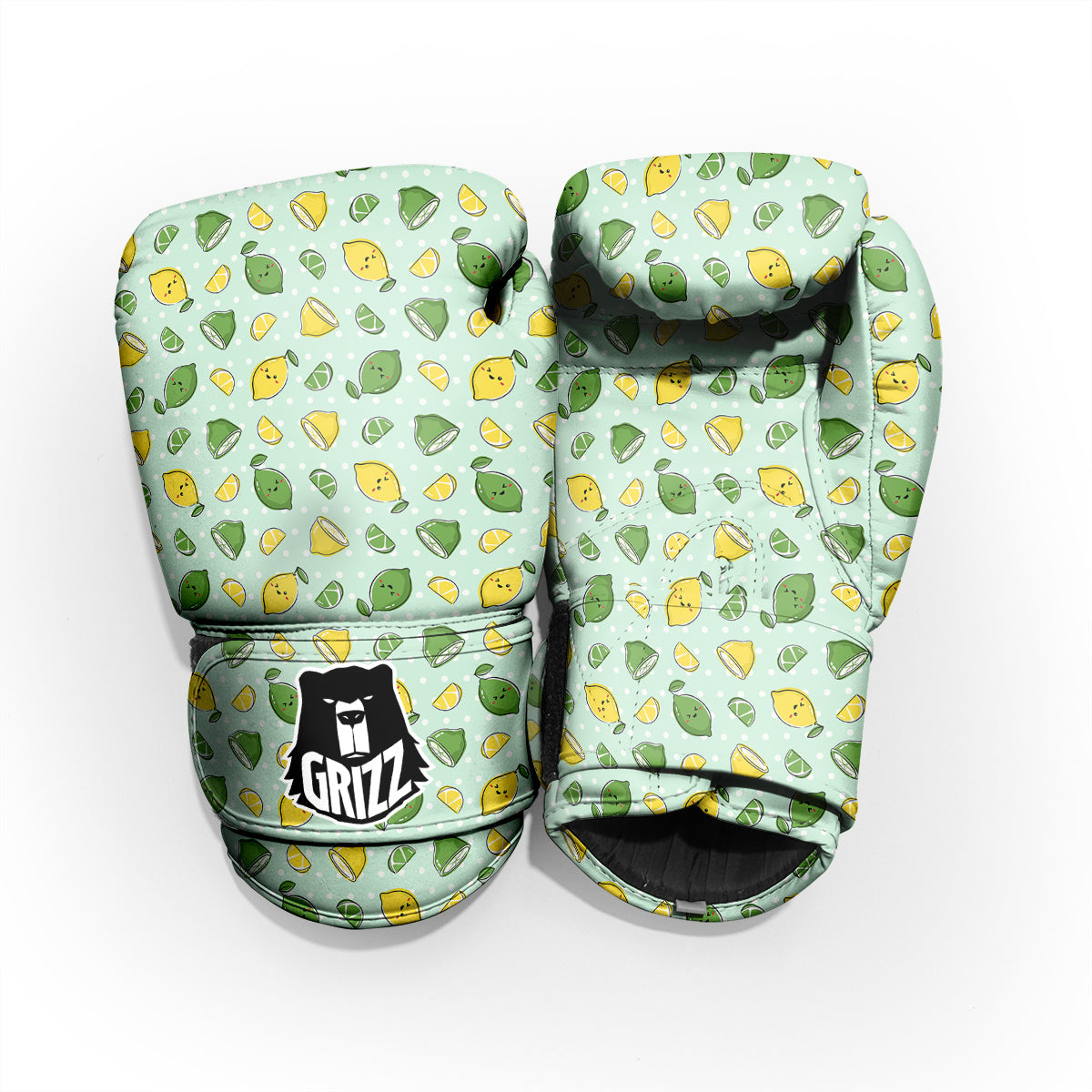 Lime Cute Print Pattern Sparring Gloves-grizzshop