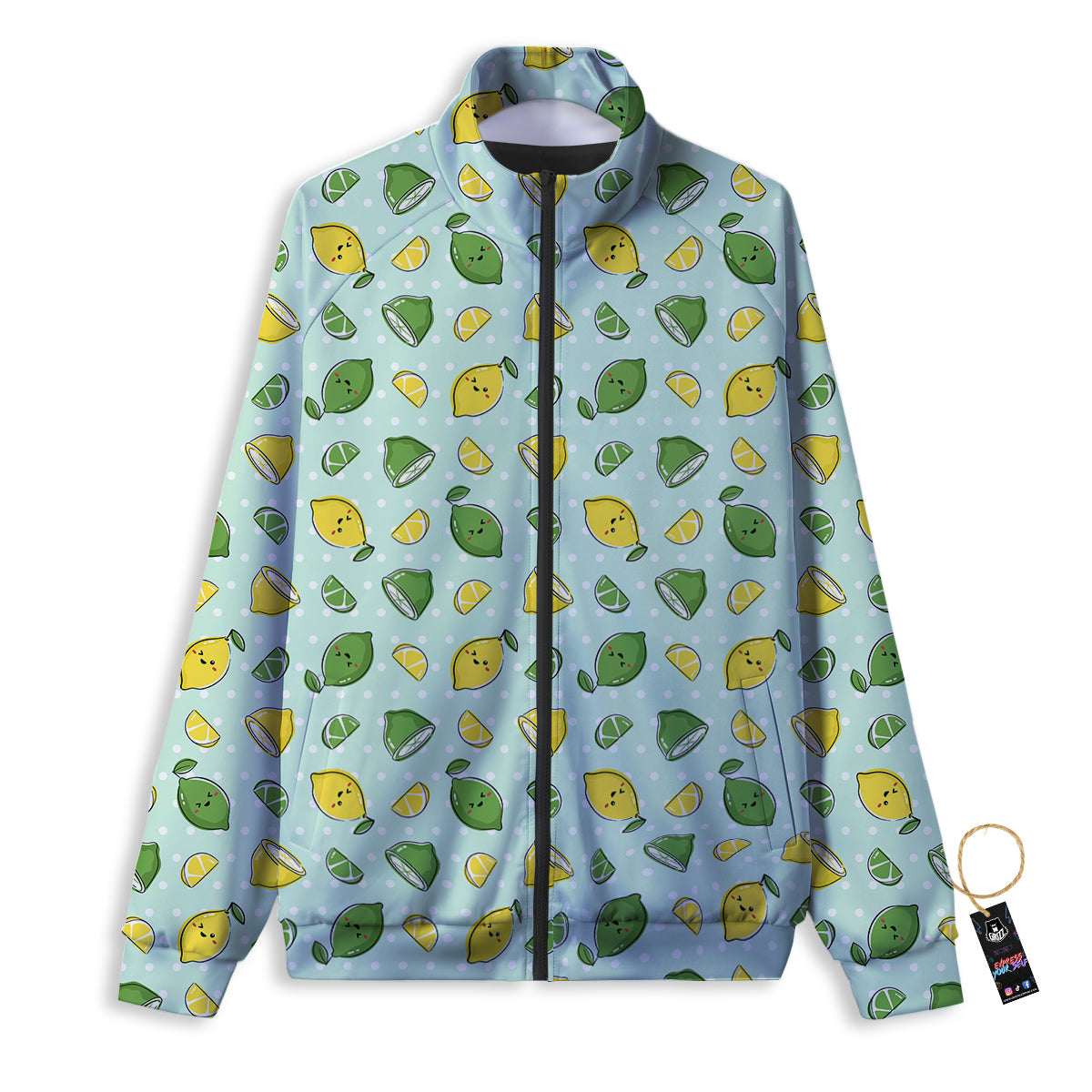 Lime Cute Print Pattern Track Jacket-grizzshop