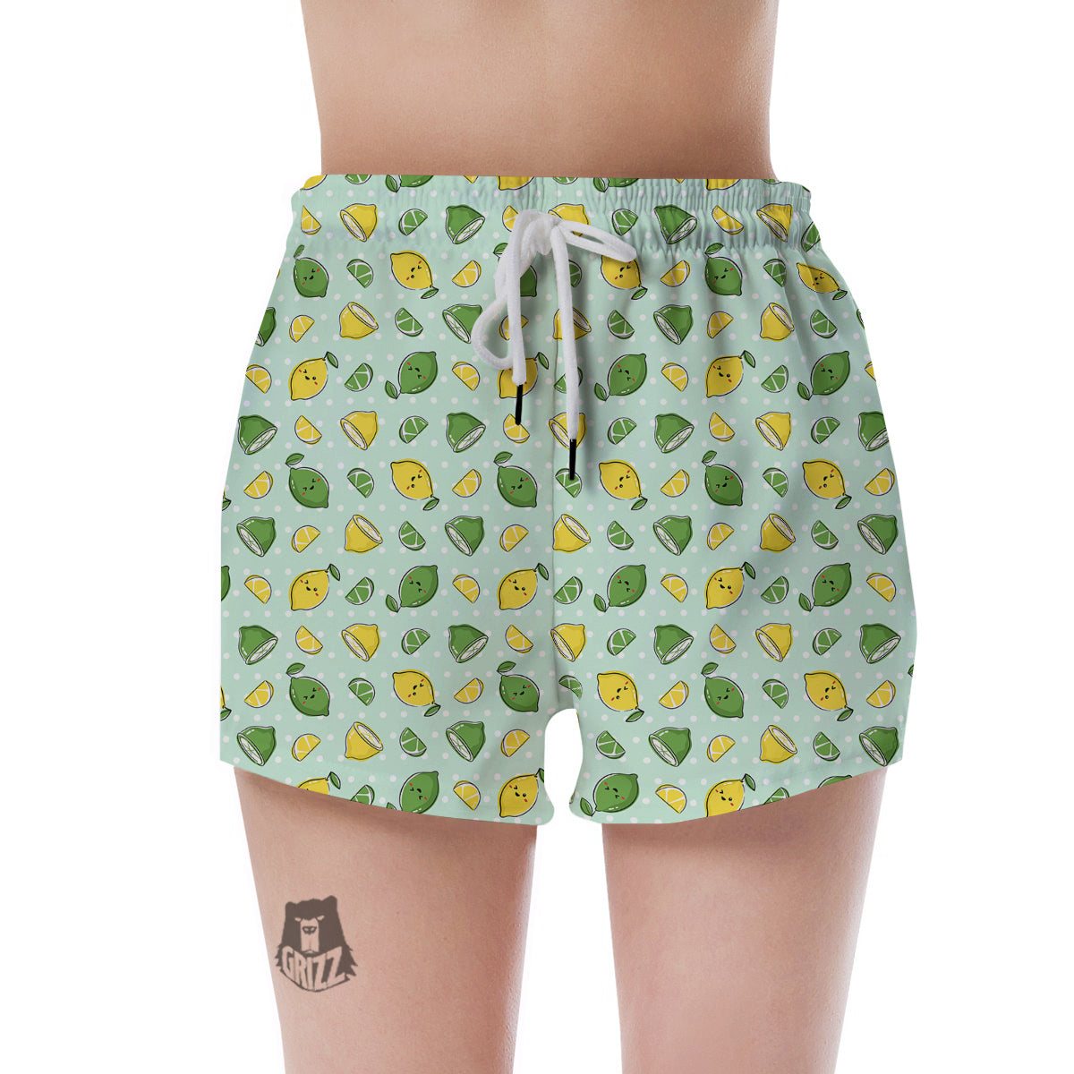 Lime Cute Print Pattern Women's Shorts-grizzshop