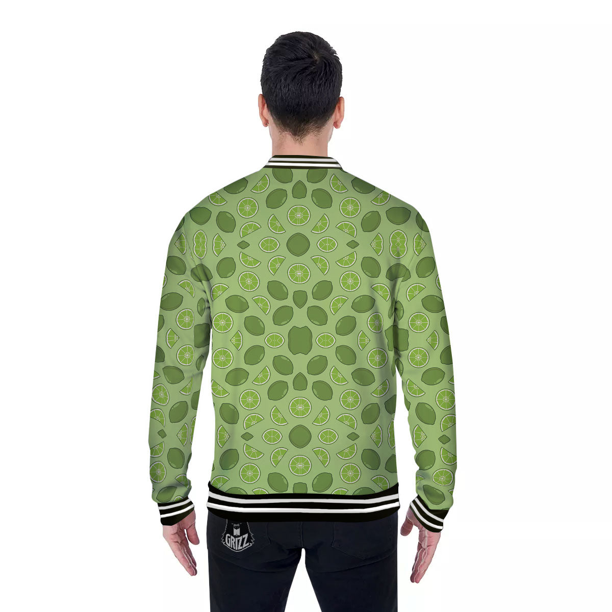 Lime Green Print Pattern Baseball Jacket-grizzshop
