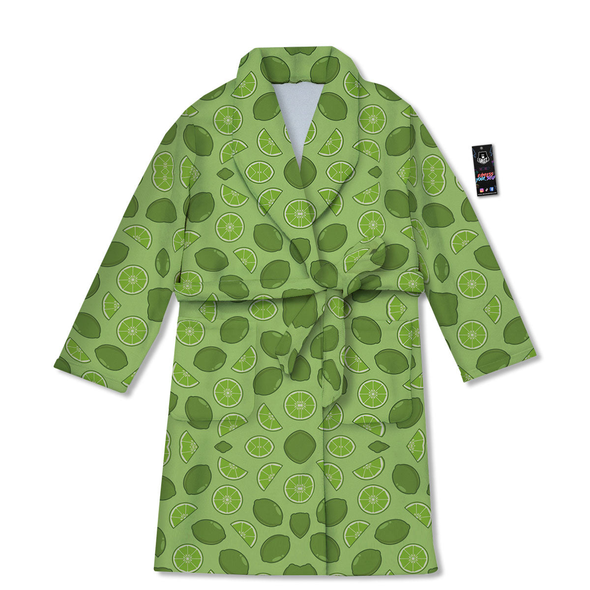 Lime Green Print Pattern Bathrobe-grizzshop