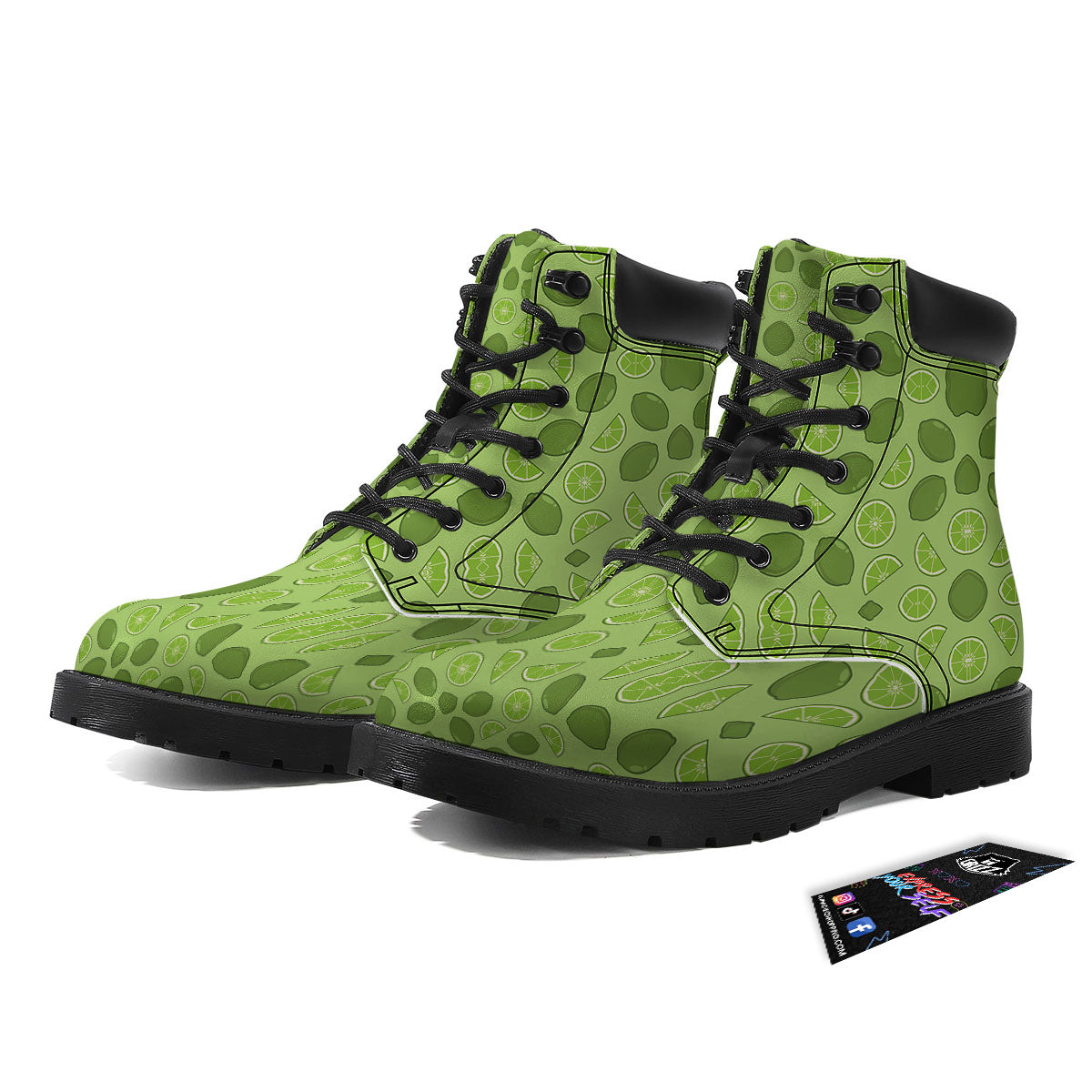 Lime Green Print Pattern Boots-grizzshop