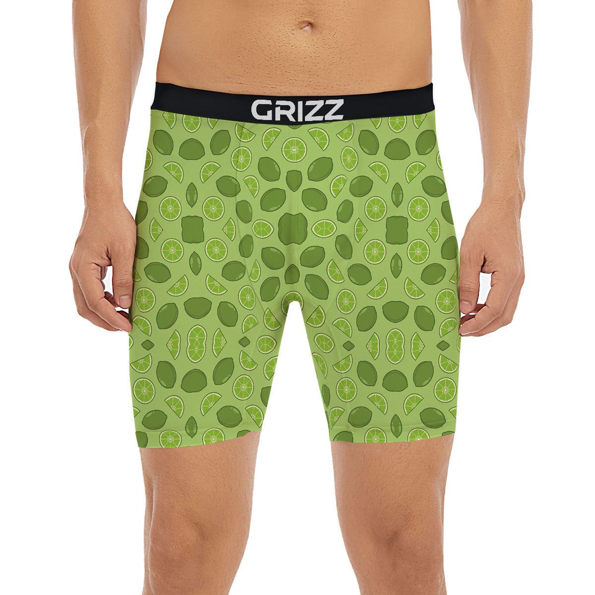 Lime Green Print Pattern Boxer Briefs-grizzshop