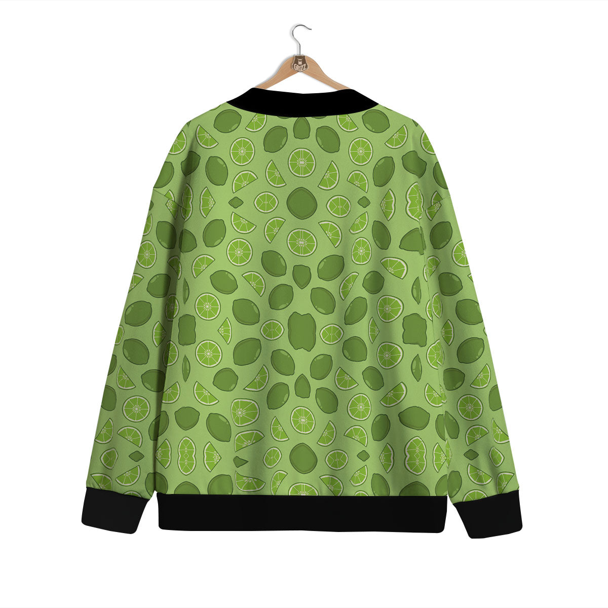 Lime Green Print Pattern Cardigan-grizzshop