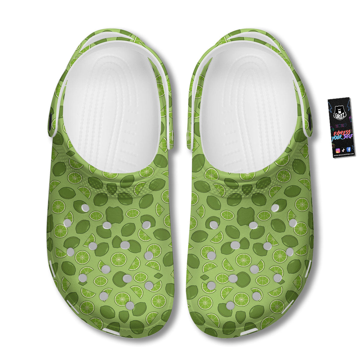 Lime Green Print Pattern Clog-grizzshop