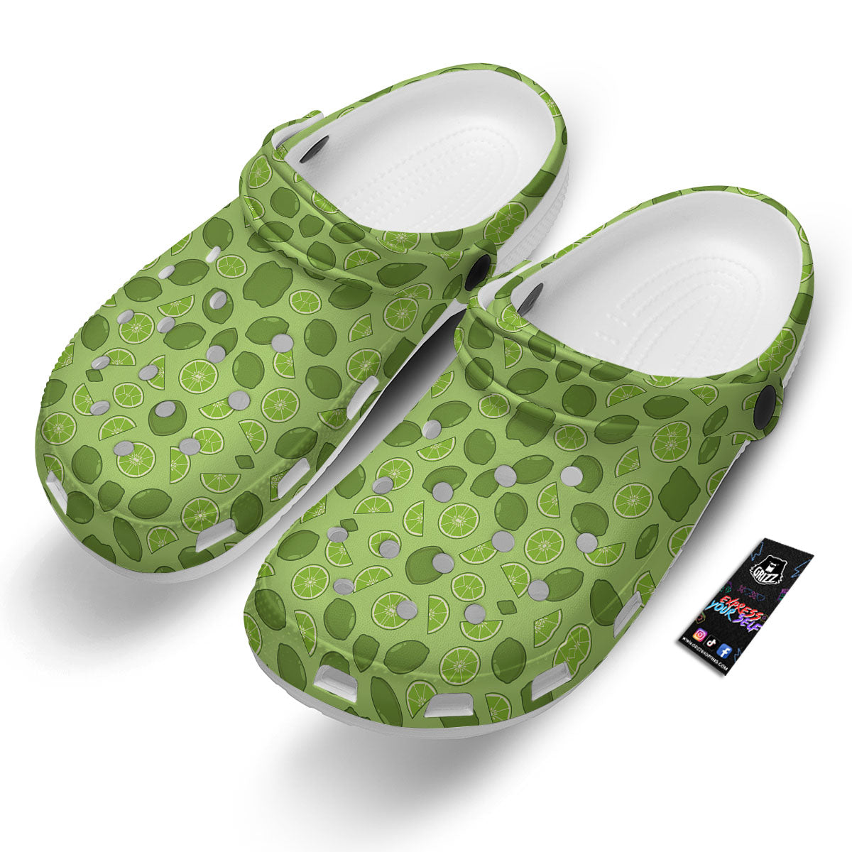Lime Green Print Pattern Clog-grizzshop