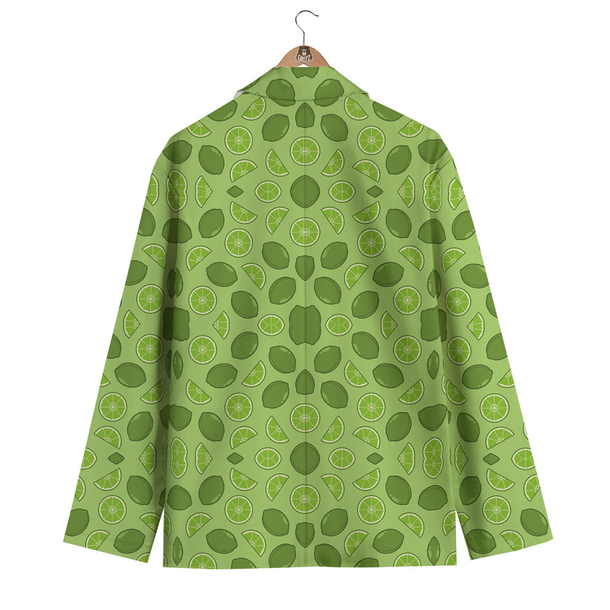 Lime Green Print Pattern Men's Blazer-grizzshop