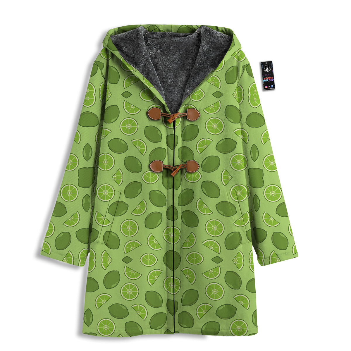 Lime Green Print Pattern Men's Windbreaker Jacket-grizzshop
