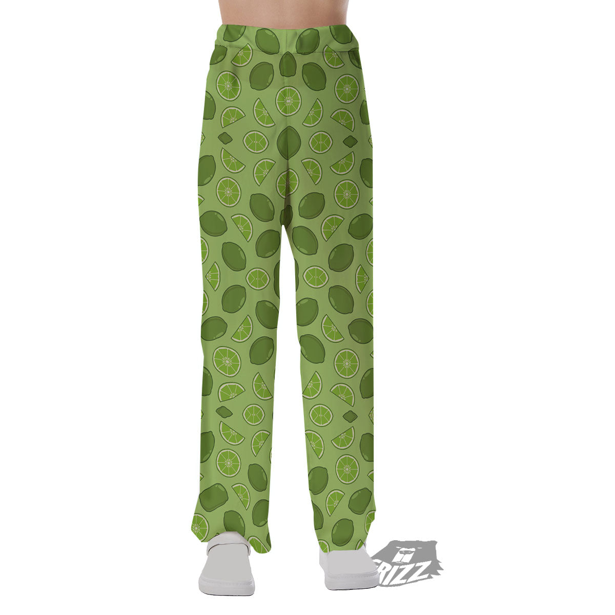 Lime Green Print Pattern Pajama Pants-grizzshop