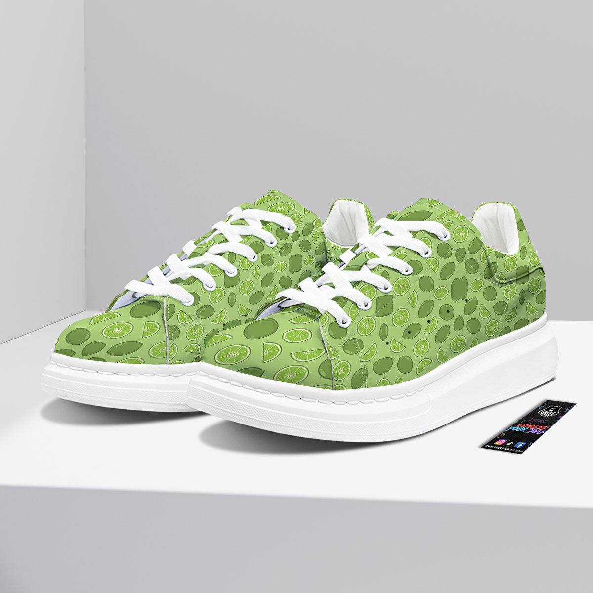Lime Green Print Pattern Platform Shoes-grizzshop