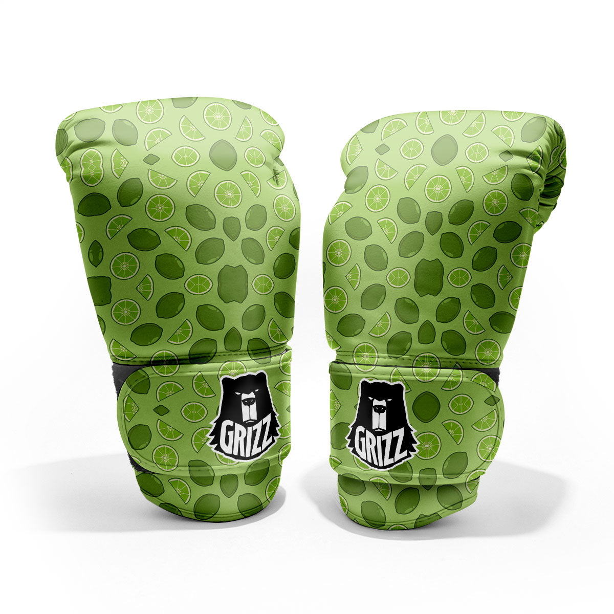 Lime Green Print Pattern Sparring Gloves-grizzshop