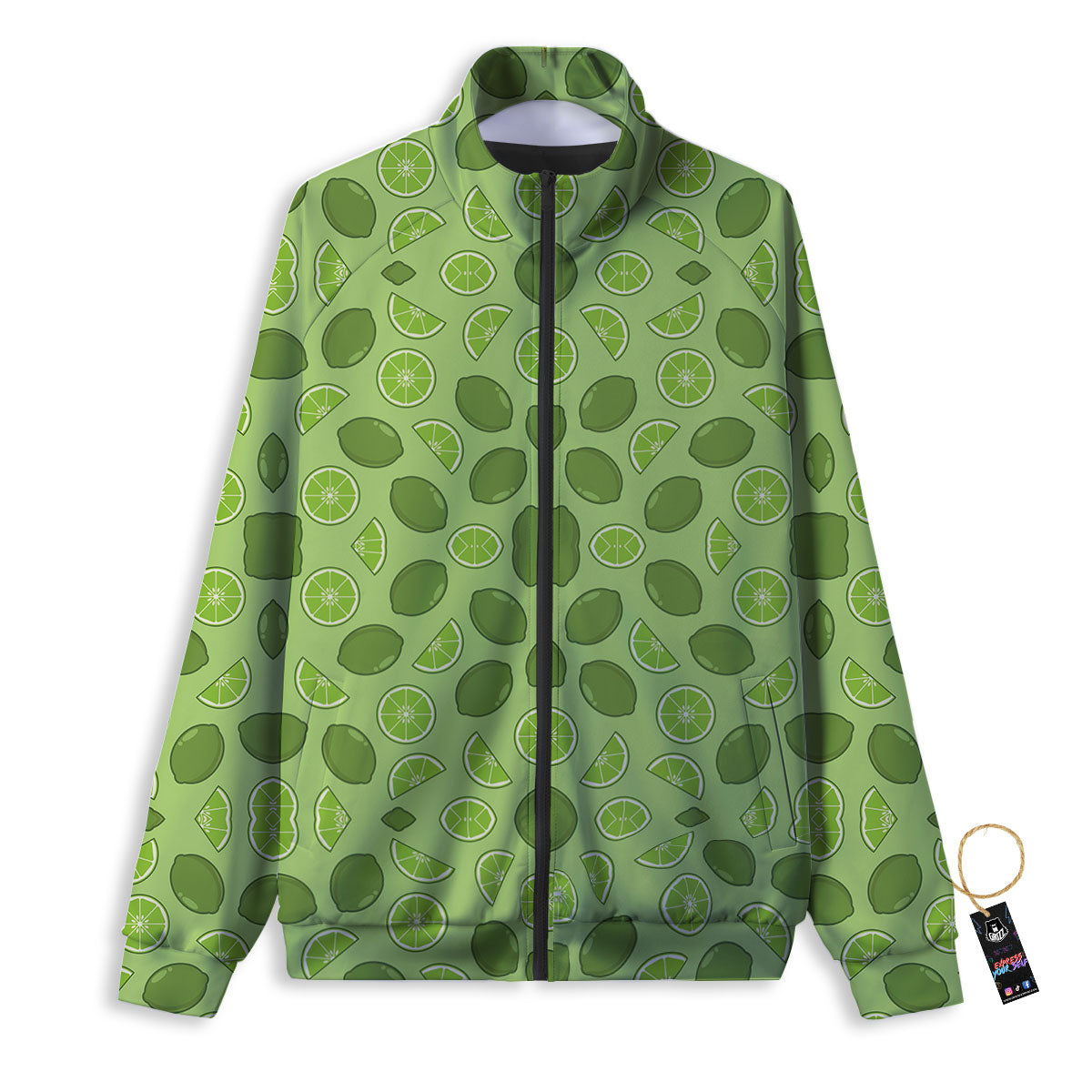 Lime Green Print Pattern Track Jacket-grizzshop