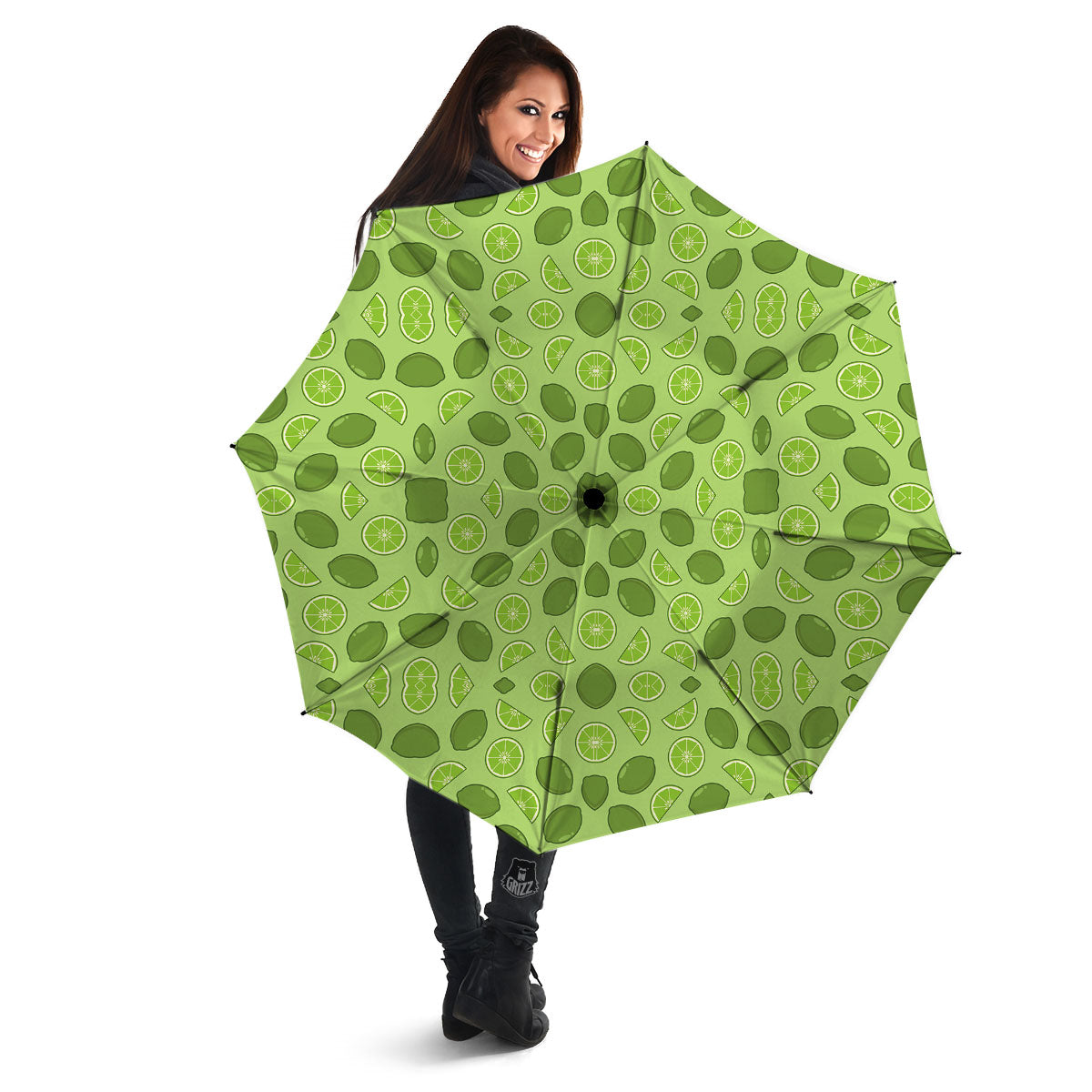 Lime Green Print Pattern Umbrella-grizzshop