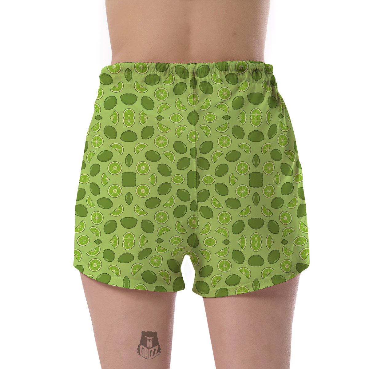 Lime Green Print Pattern Women's Shorts-grizzshop