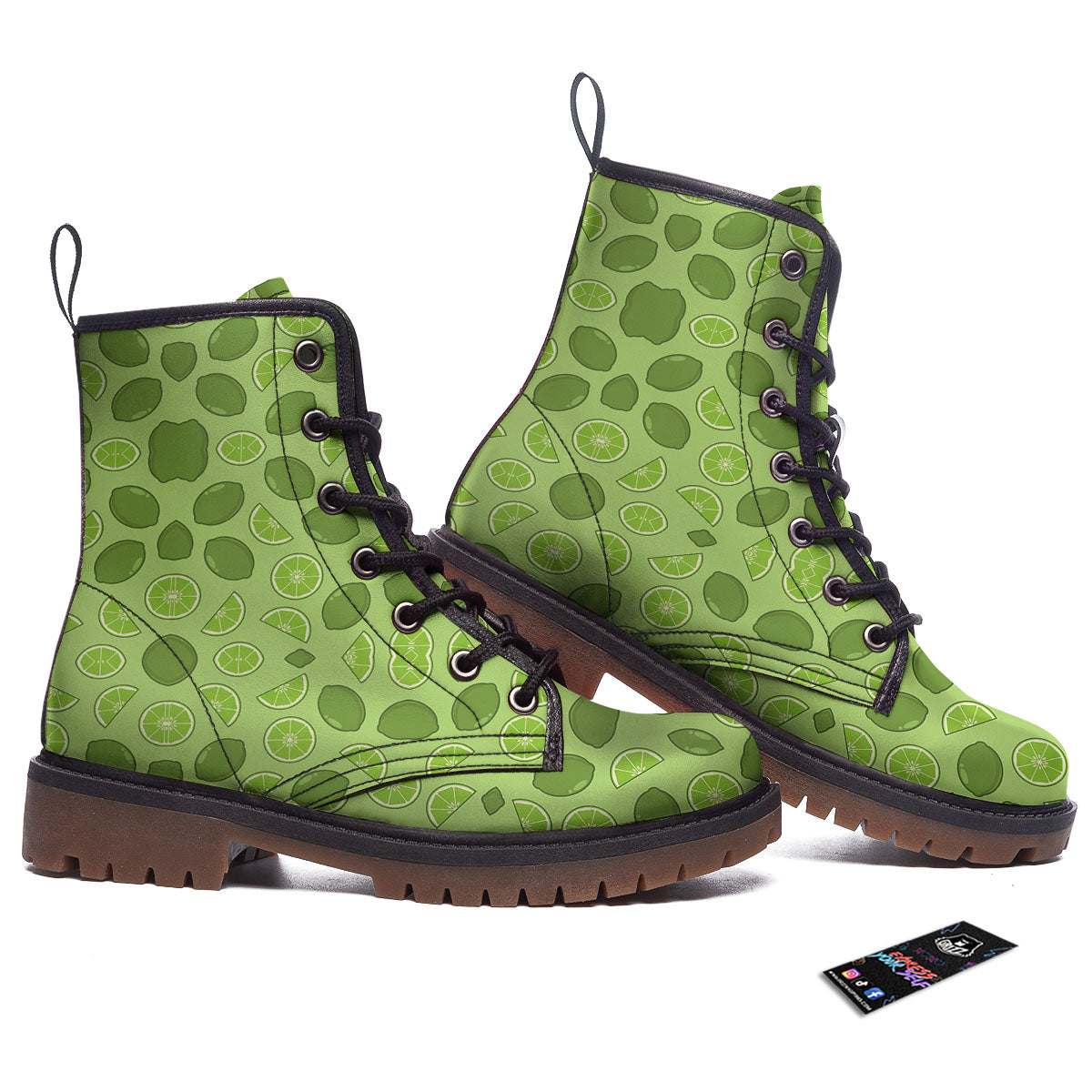 Lime Green Print Pattern Work Boots-grizzshop