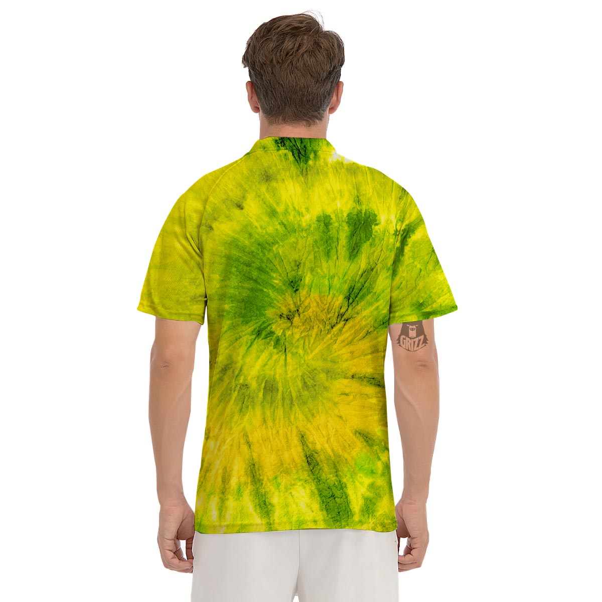 Lime Green Tie Dye Men's Golf Shirts-grizzshop
