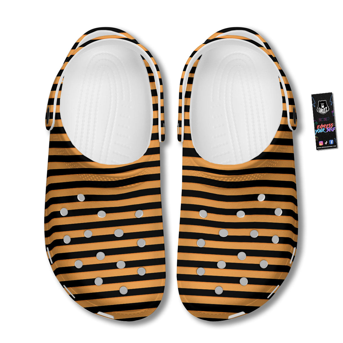 Line Halloween Print Pattern Clog-grizzshop