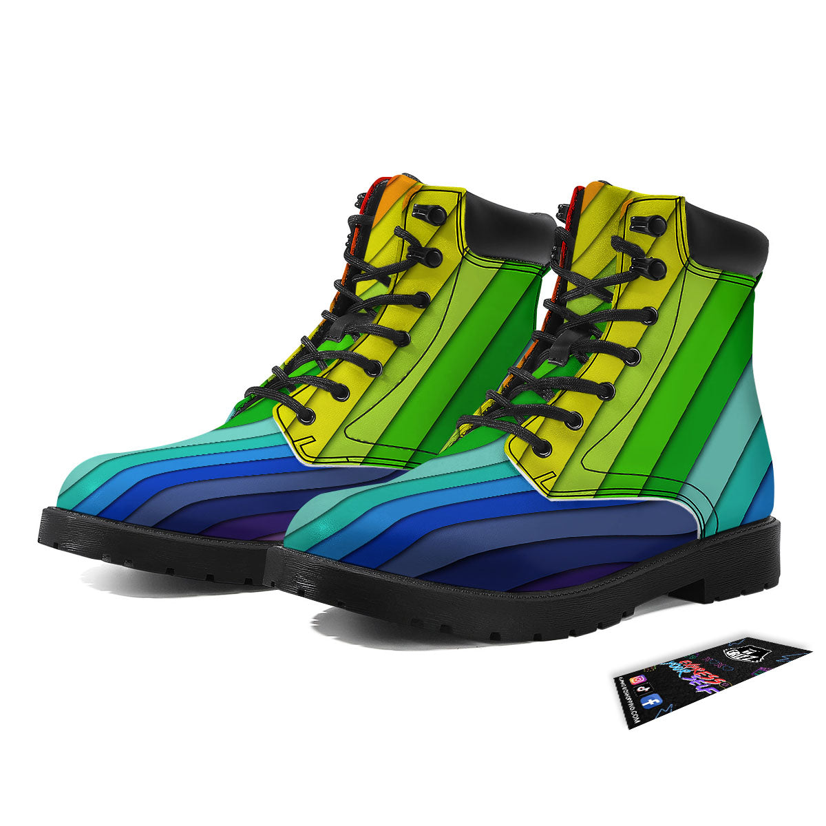 Lines Rainbow Diagonal Print Pattern Boots-grizzshop