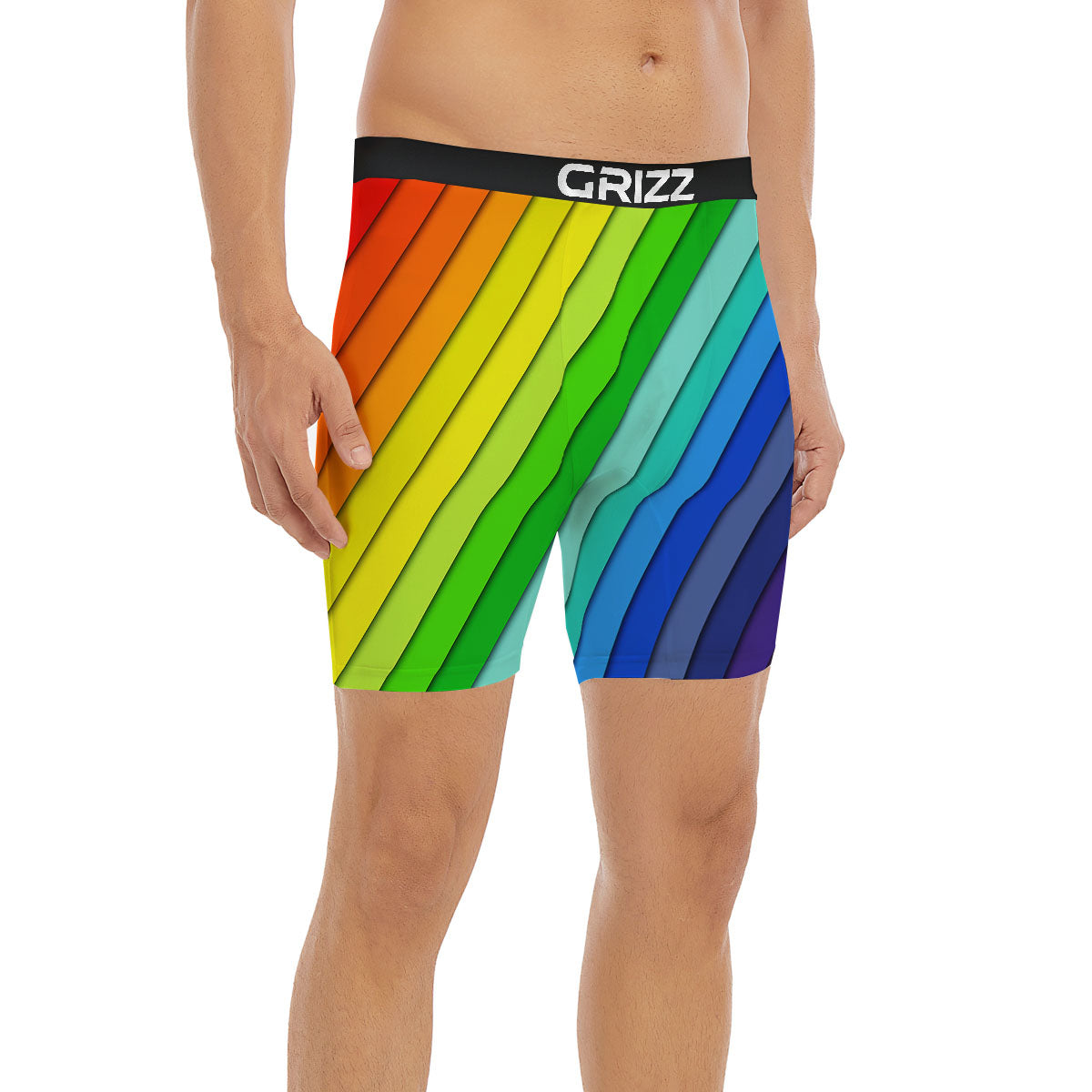 Lines Rainbow Diagonal Print Pattern Boxer Briefs-grizzshop