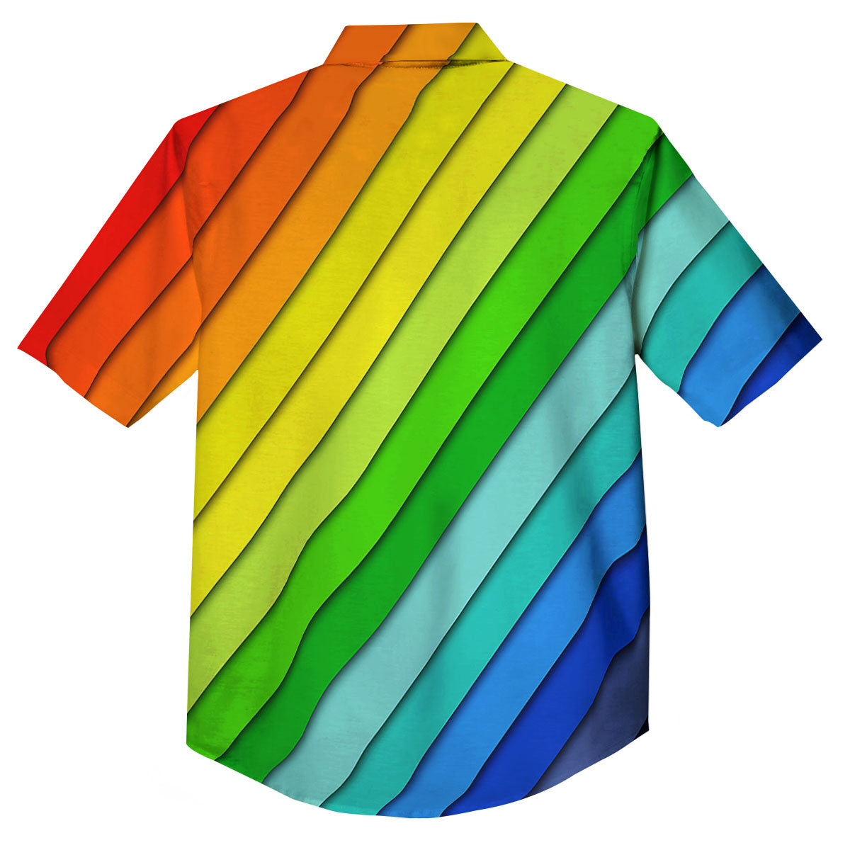Lines Rainbow Diagonal Print Pattern Button Up Shirt-grizzshop