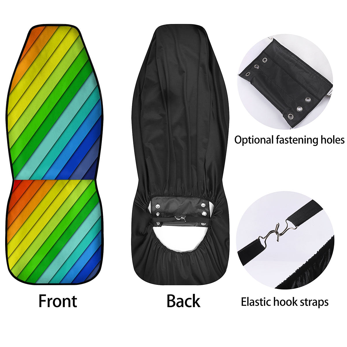 Lines Rainbow Diagonal Print Pattern Car Seat Covers-grizzshop